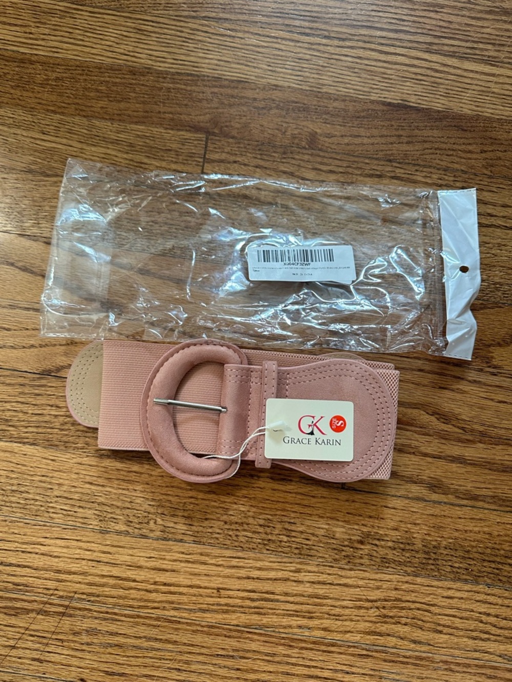 Grace Karin Wide Stretch Belt in Dusty Pink and Tan - Size S - Picture 5 of 8